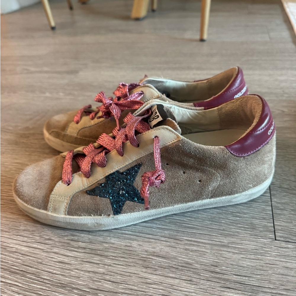 Golden Goose Suede Sneakers - Tan and Pink